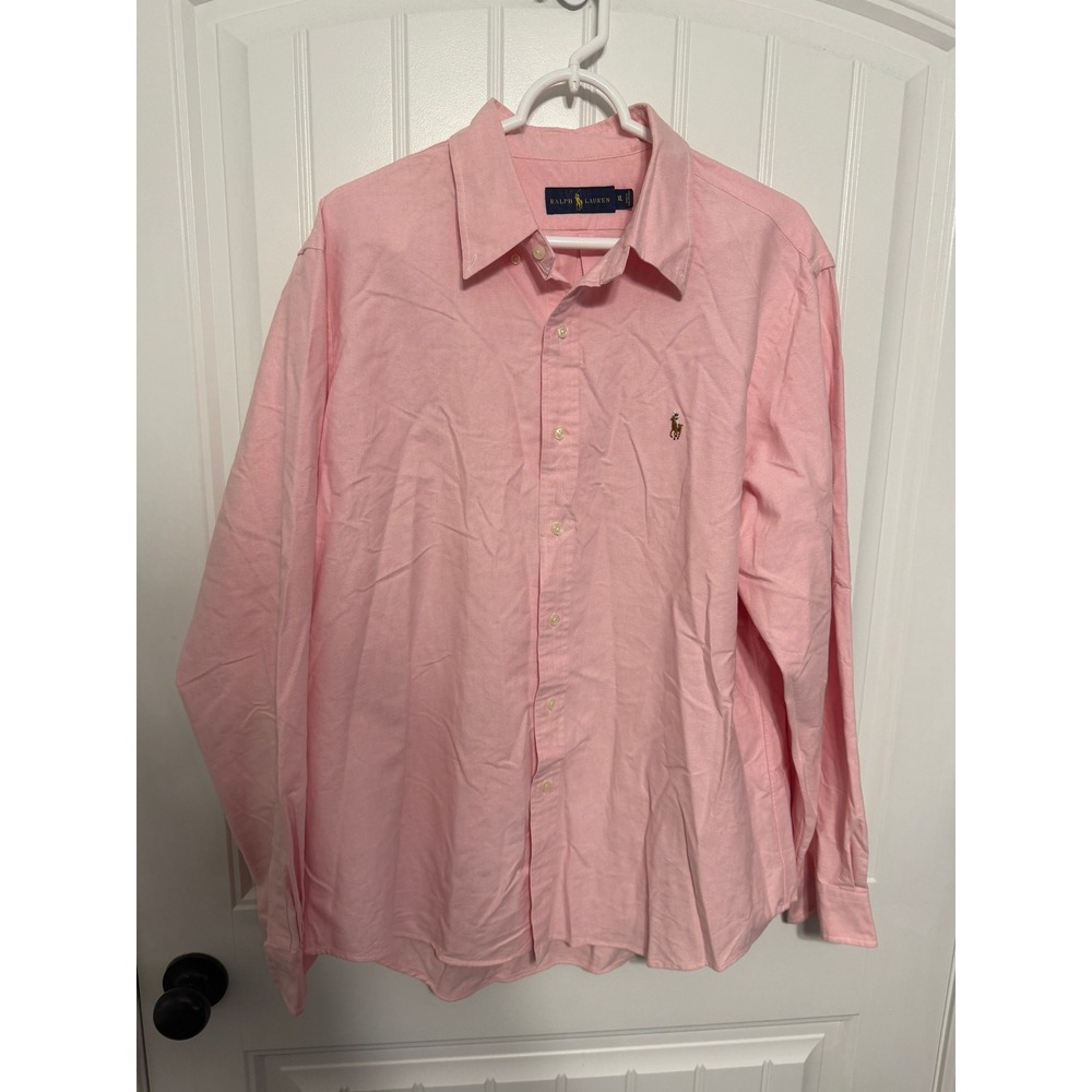 Ralph Lauren Shirt Mens XL Pink Button Down Long Sleeve Oxford Cotton EUC